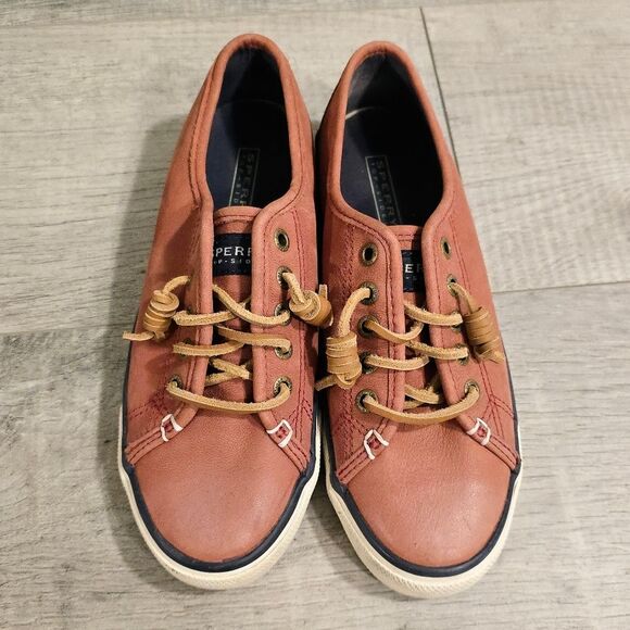 NOT FOR SALE Sperry Seacoast Weathered Terracotta Leather Top sider Boat shoes 7 - Picture 8 of 8
